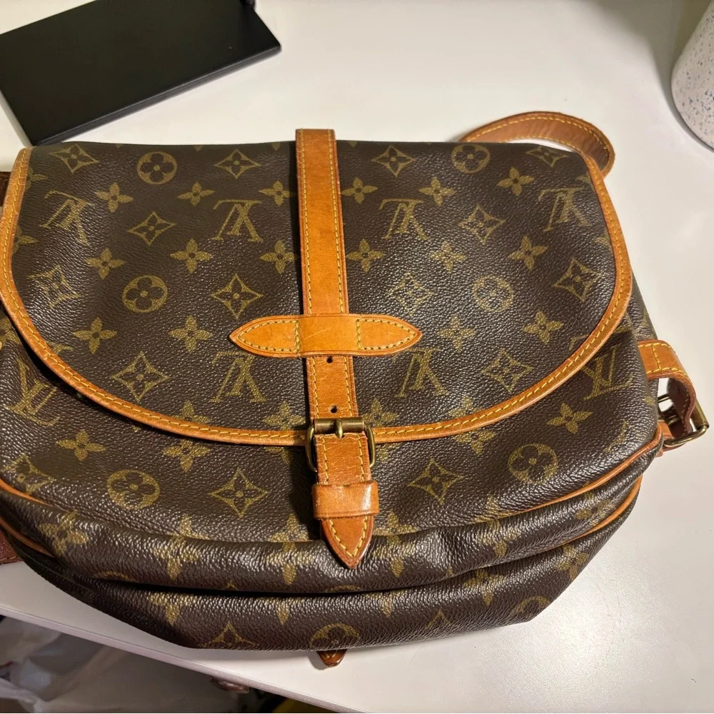 Vintage Louis Vuitton Brown and Tan Monogram Crossbody Bag - Picture 1 of 15